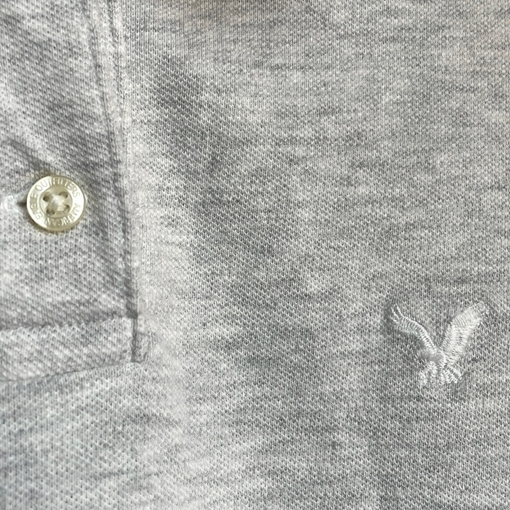 American Eagle Outfitters Short Sleeve Polo Shirt in Light Gray Small NWT - Picture 3 of 9